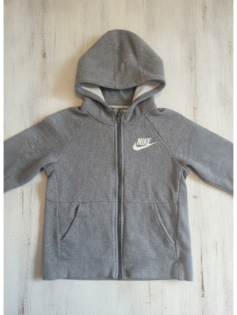Nike Gray Full Zip Hoodie Sweatshirt with Hood, Size M